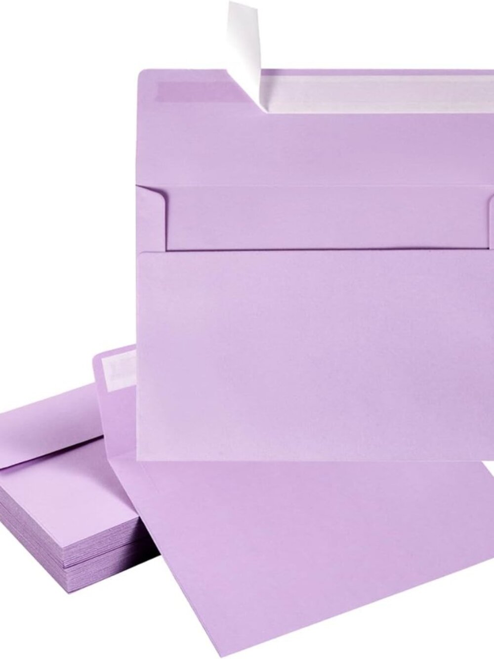 50 Pack 5 x 7 Envelopes A7 Self Seal, 5.24 x 7.21 Inches, Light Purple